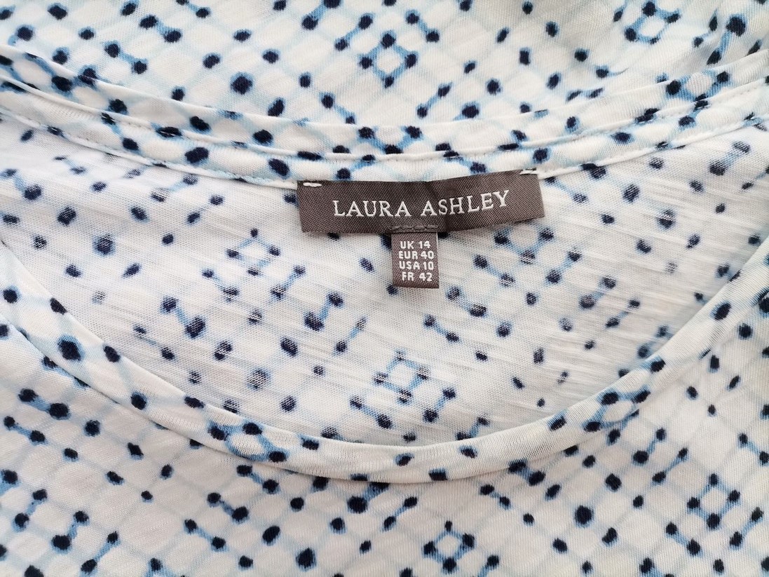 Laura ashley Stl 14 (40) Färg Vit Rutor Rund urringning Blus Kortärmad Material Bomull 100%