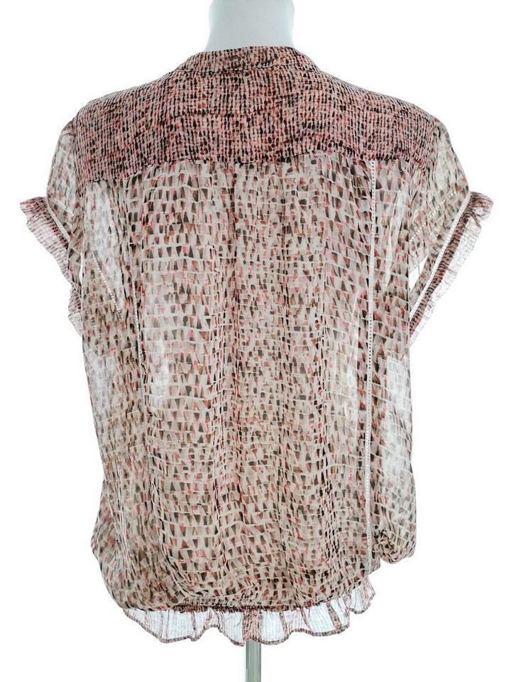 Jasper Conran Stl 16 (44) Färg Rosa Split Crew Neck Popover Blus Knappar Kortärmad