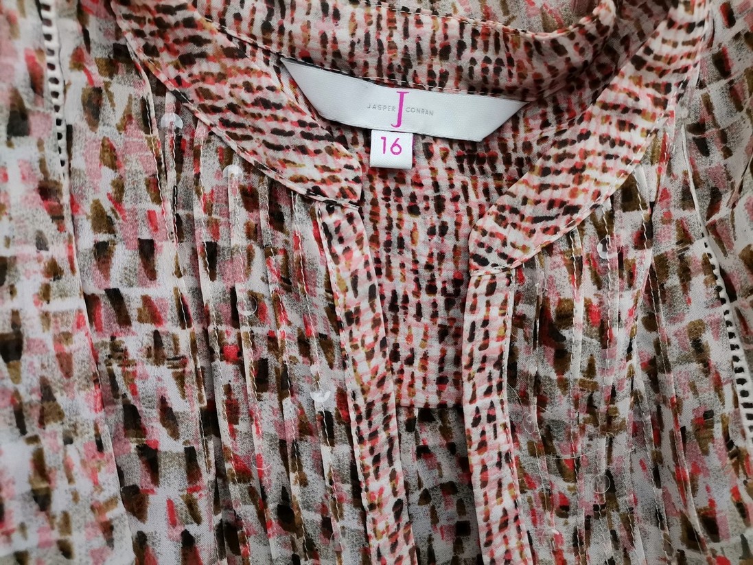 Jasper Conran Stl 16 (44) Färg Rosa Split Crew Neck Popover Blus Knappar Kortärmad