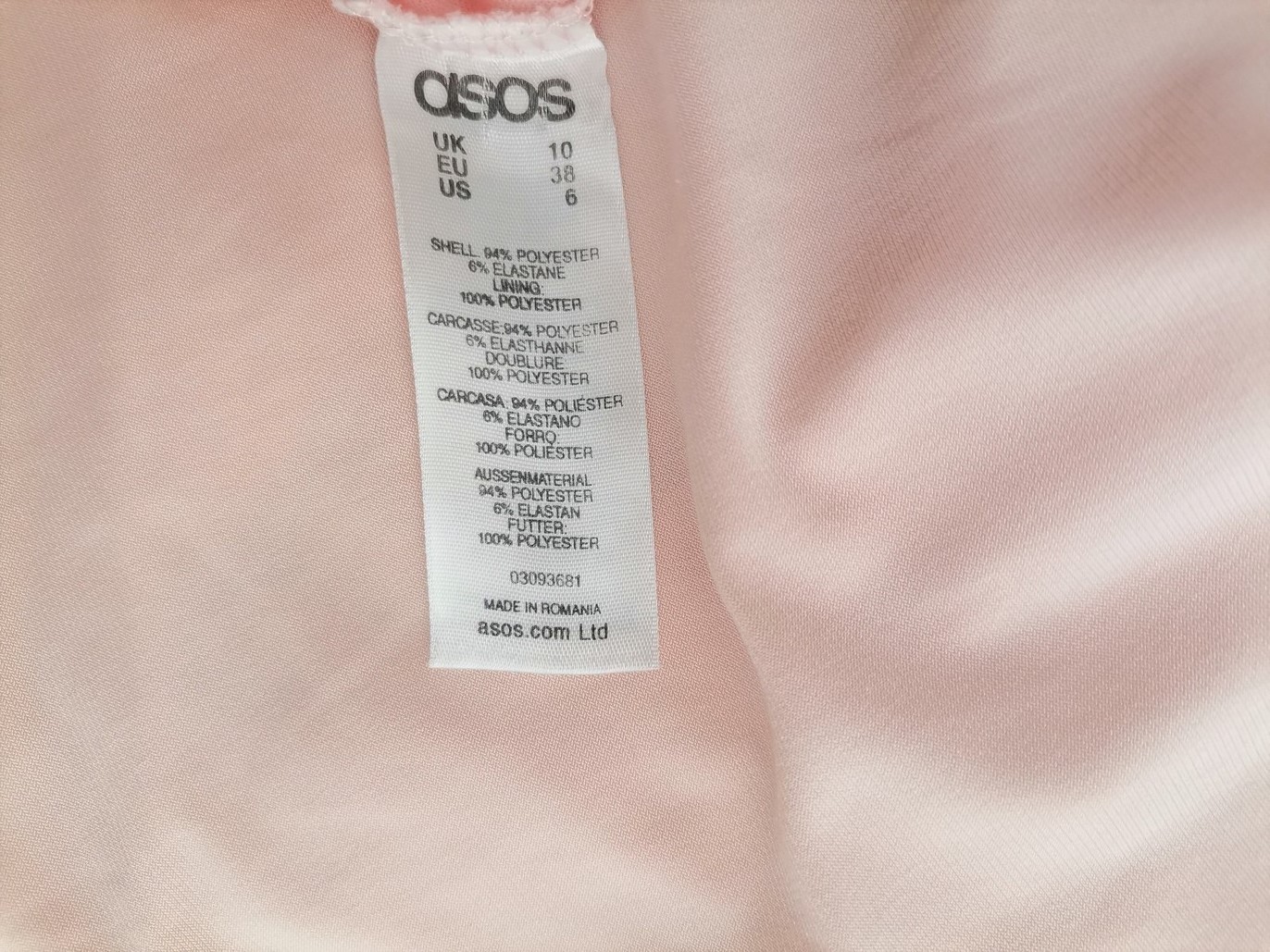 ASOS Stl 10 (38) Färg Pudrig Rosa Axelbandslös Balklänning Afton Klänning Ärmlös Lång