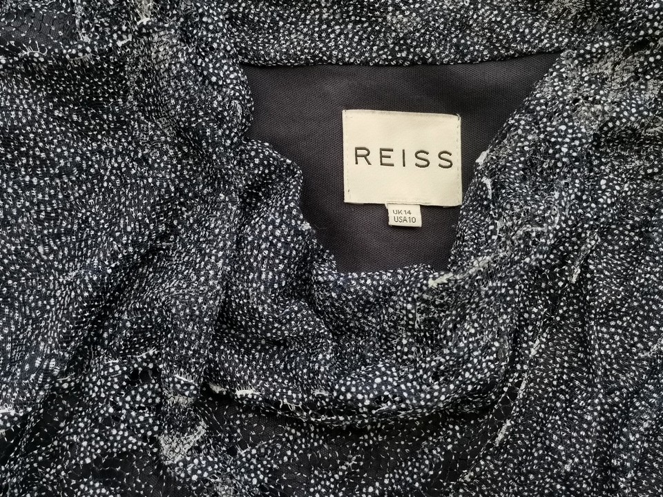 Reiss Stl 14 (42) Färg Marinblå Draperad Penn Klänning Kortärmad Midi