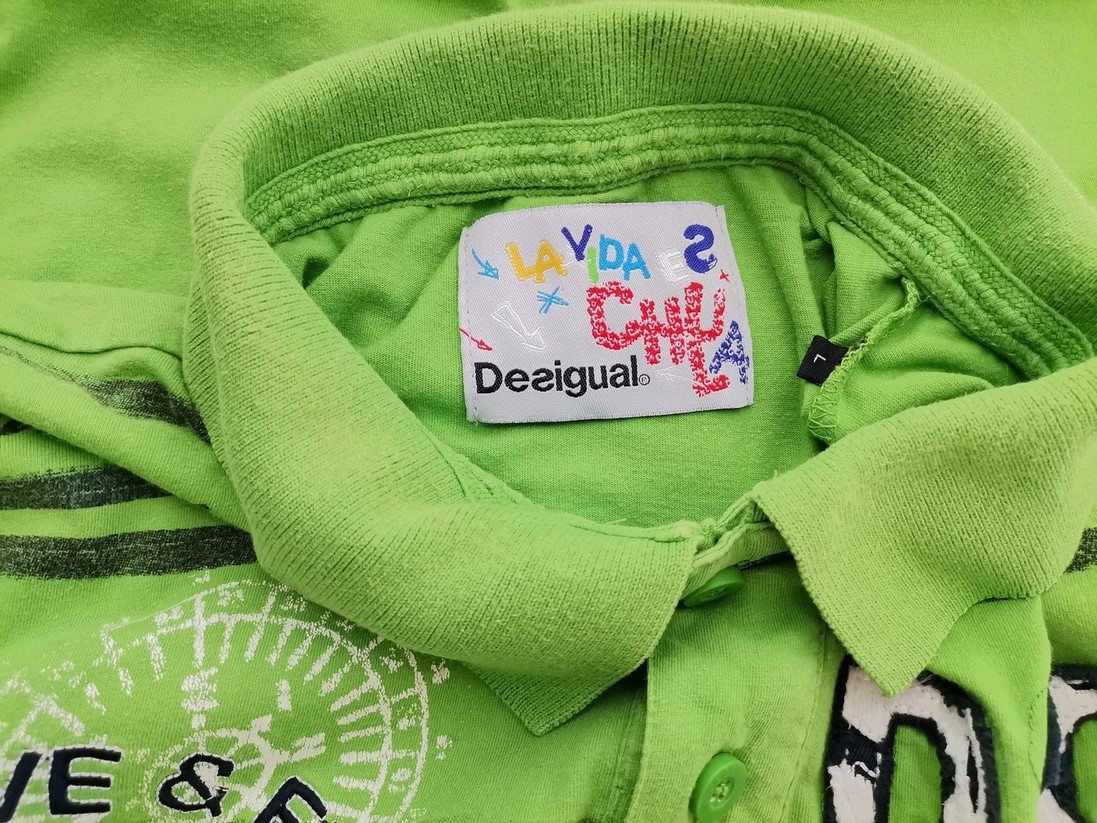 DESIGUAL Stl L Färg Grön Krage Herr Polo Kortärmad