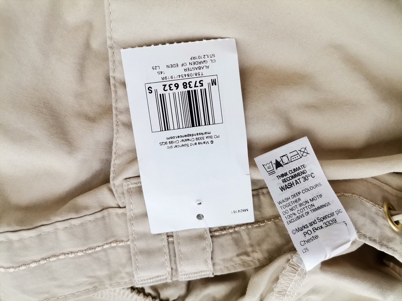 Marks&spencer Stl 14 (42) Färg Elfenben Casual Byxor Material Bomull 100%