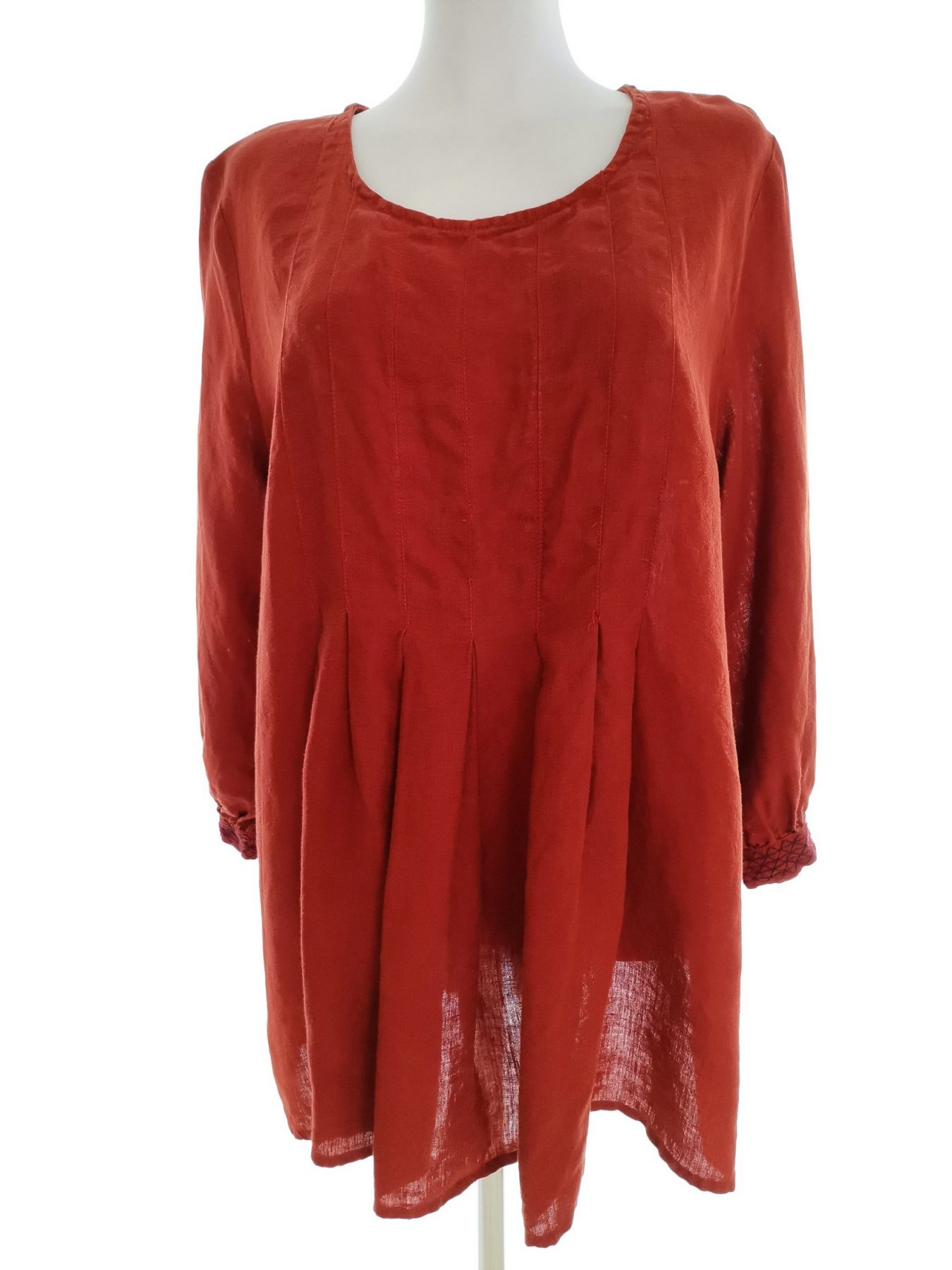 Gudrun Sjödén Stl M Färg Orange Rund urringning Tunika blus ärm 3/4 Material Lin 100%