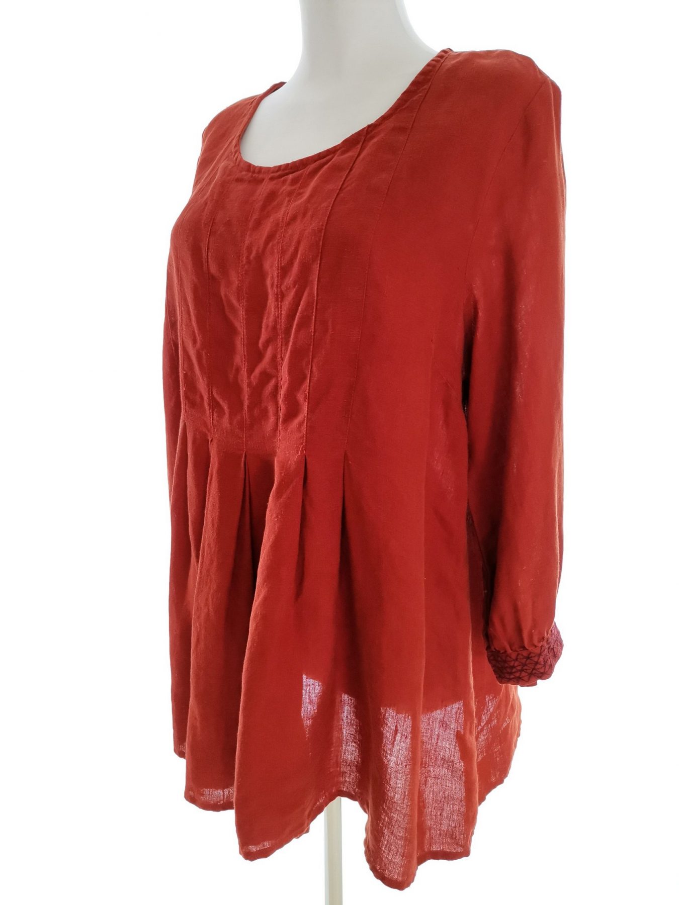 Gudrun Sjödén Stl M Färg Orange Rund urringning Tunika blus ärm 3/4 Material Lin 100%