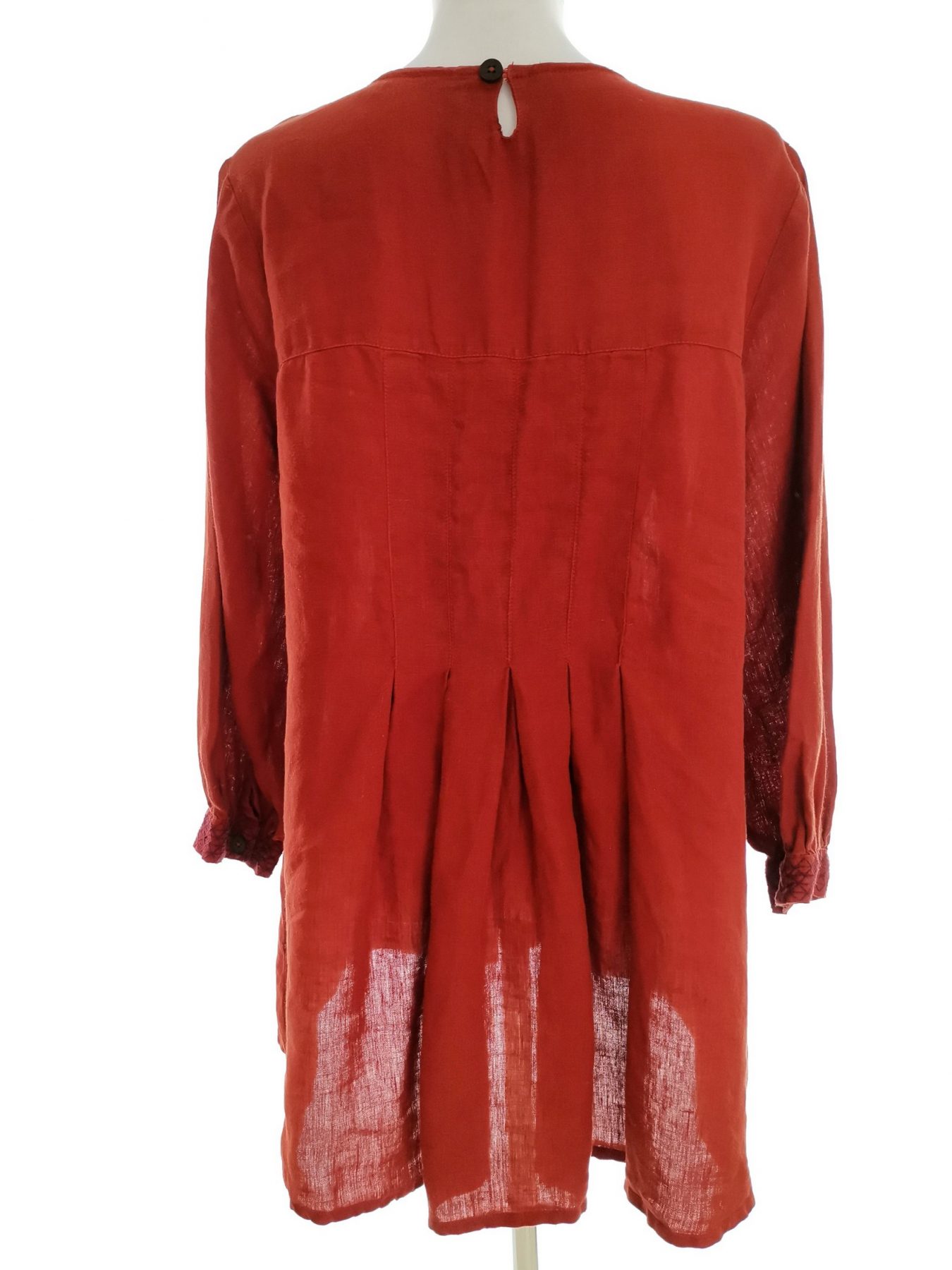 Gudrun Sjödén Stl M Färg Orange Rund urringning Tunika blus ärm 3/4 Material Lin 100%