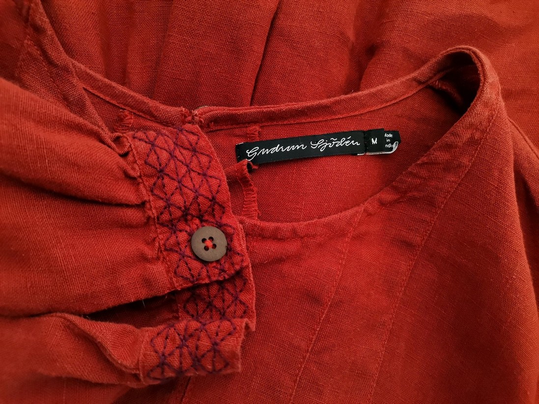 Gudrun Sjödén Stl M Färg Orange Rund urringning Tunika blus ärm 3/4 Material Lin 100%