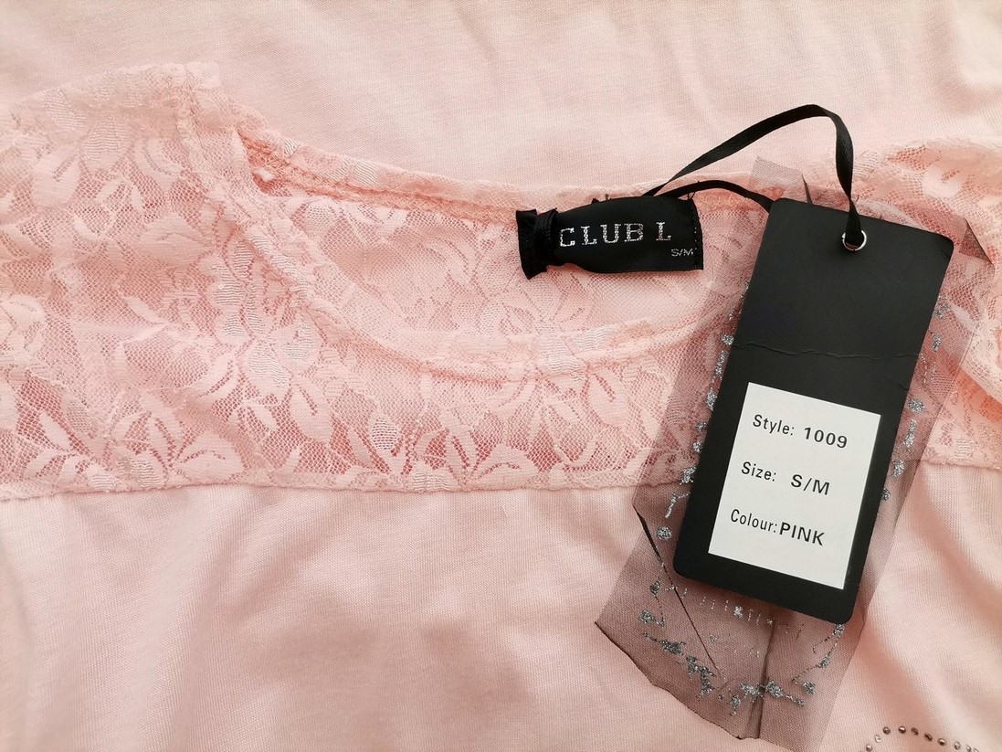 Club L Stl S/M Färg Rosa Djurtryck Rund urringning Tunika blus Kortärmad Material Bomull 100%