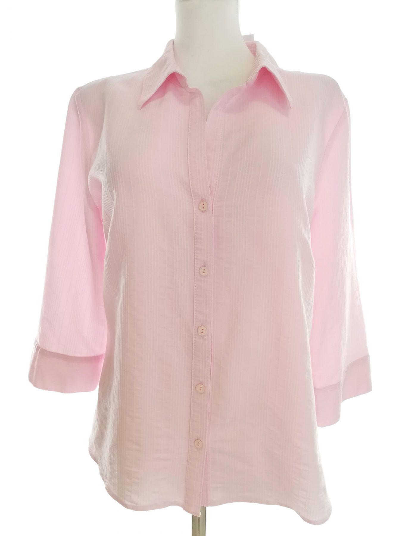 Dorothy perkins Stl 14 (42) Färg Rosa Ränder Krage Knäppt Skjort Blus ärm 3/4 Material Viskos