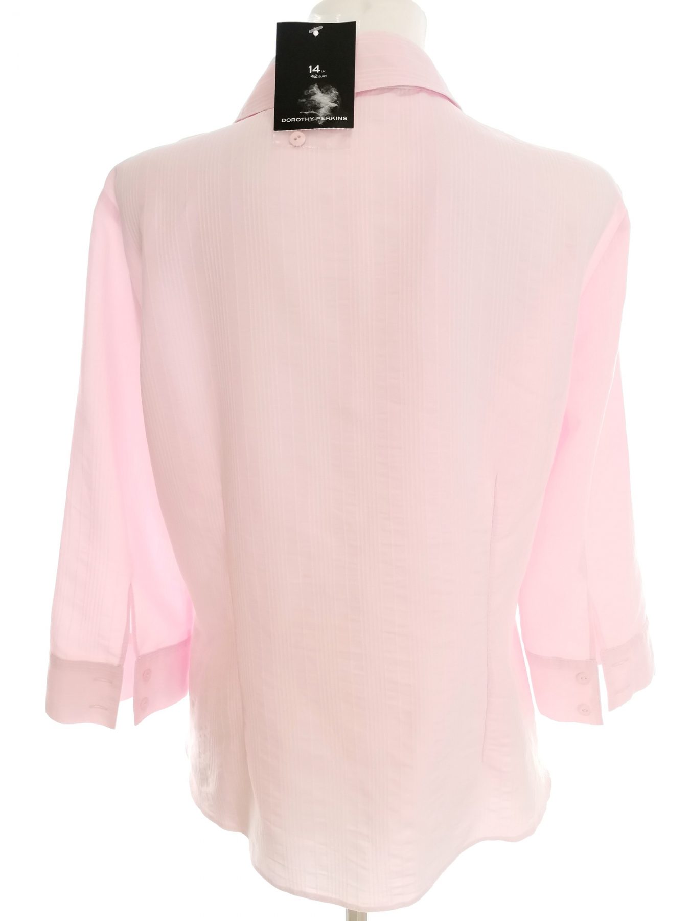 Dorothy perkins Stl 14 (42) Färg Rosa Ränder Krage Knäppt Skjort Blus ärm 3/4 Material Viskos