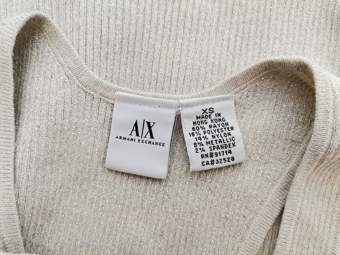 AX Armani Exchange Stl XS Färg Grå U-ringning Blus Ärmlös Material Rayon