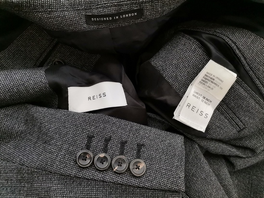 Reiss Stl 38/32 (S) Färg Grå Herr Kavaj Långärmad Material Ull 100%