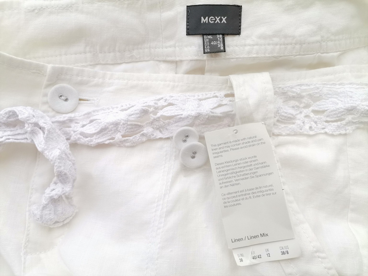 Mexx Stl 38 Färg Vit Casual Byxor Material Lin 100%