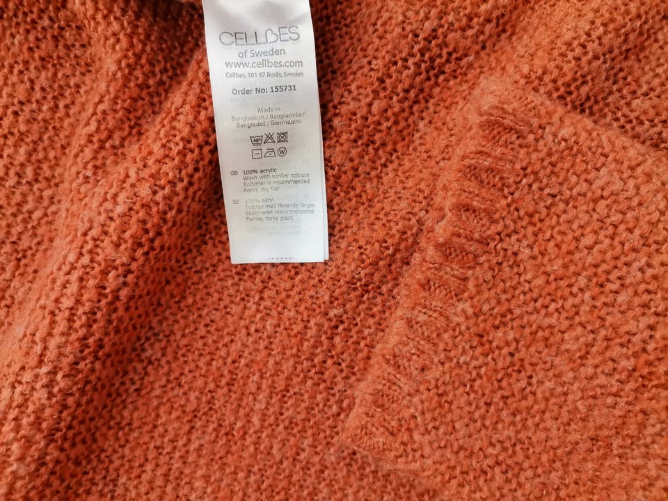 CELLBES Stl 42/44 Färg Orange V-ringning Stickad Tunika Blus ärm 3/4 Material Akryl 100%