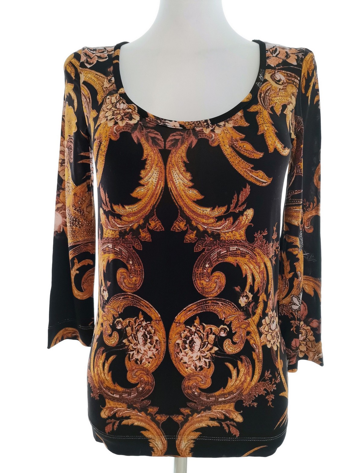 Just Cavalli Stl M Färg Svart Rund urringning Blus ärm 3/4 Material Viskos