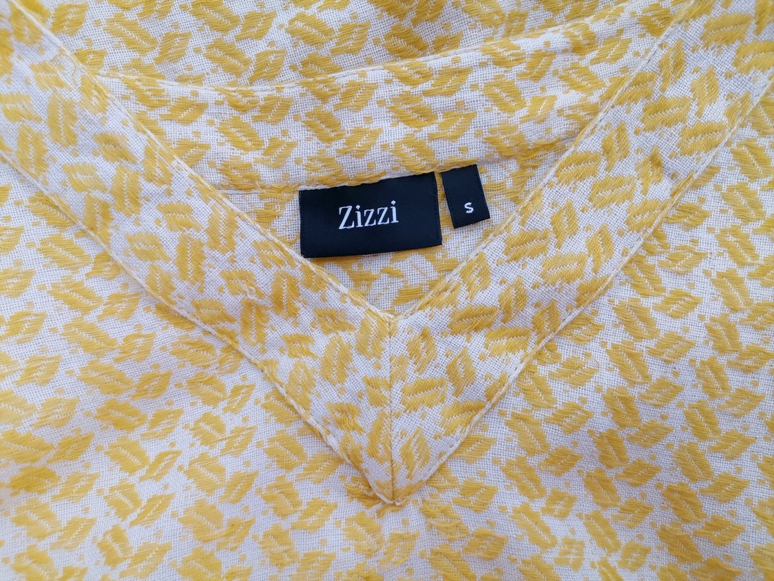 Zizzi Stl S Färg Gul Ränder V-ringning A-linje Klänning Kortärmad Knälängd Material Bomull 100%