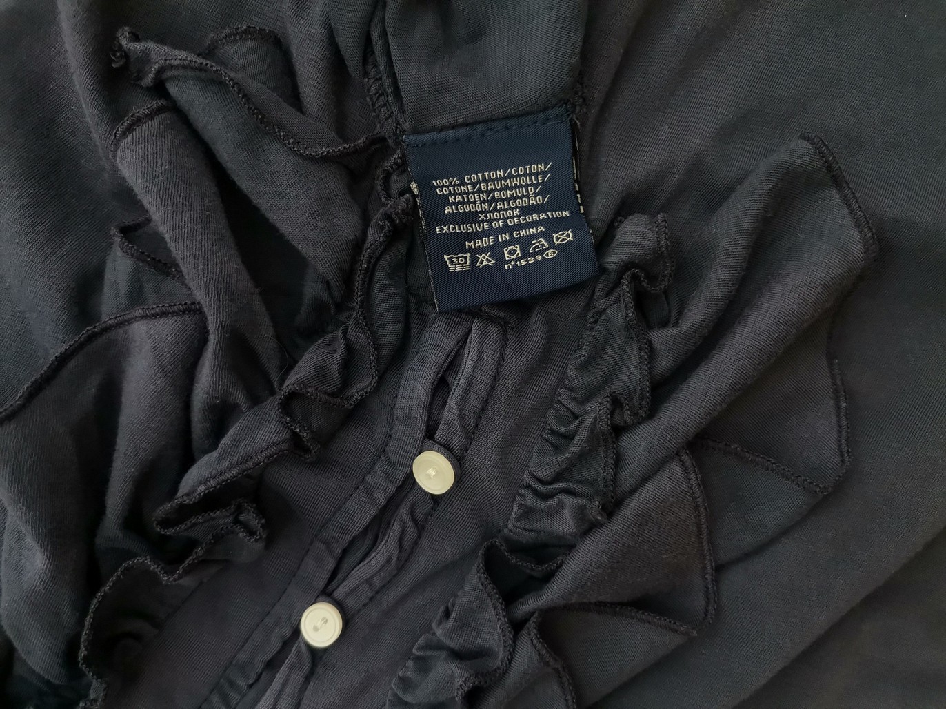 Polo Ralph Lauren Stl M Färg Marinblå V-ringning Popover Tunika Blus Kortärmad Material Bomull 100%