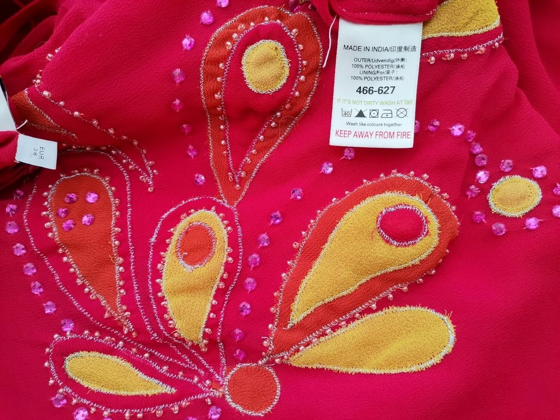 Next Stl 10 (38) Färg Fuchsia Paisley V-ringning Blus Kortärmad