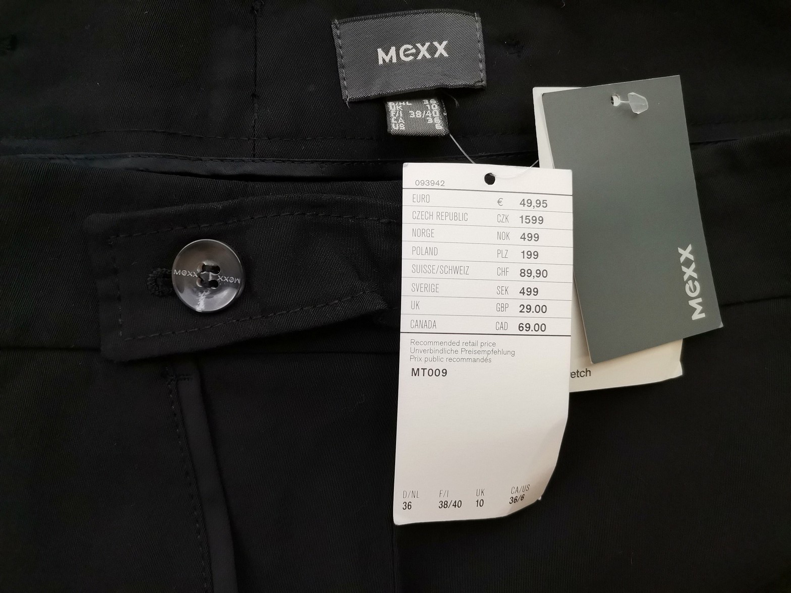 Mexx Stl 36 Färg Svart Eleganta Byxor Material Bomull