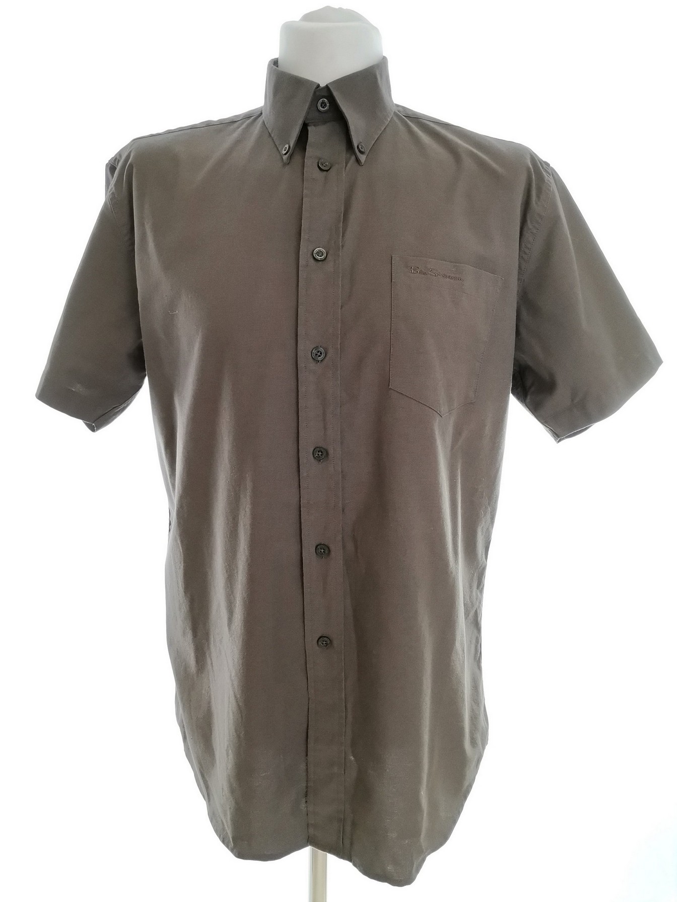 BEN SHERMAN Stl 2 (M) Färg Brun Krage Herr skjorta, casual Kortärmad Material Bomull