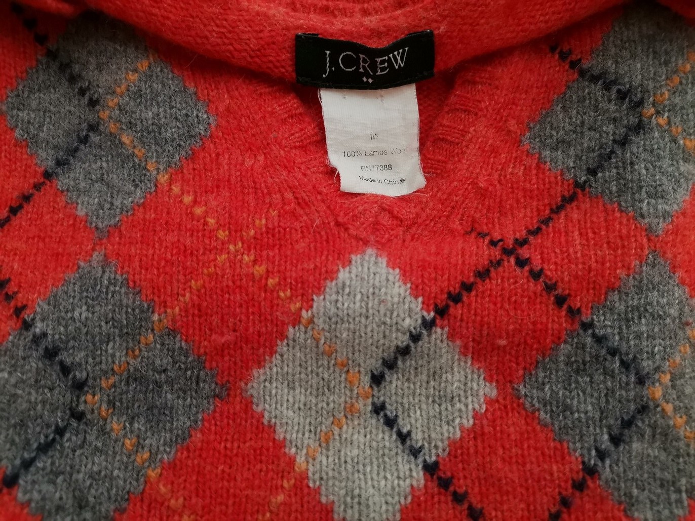 J.Crew Stl M Färg Orange V-ringning Tröja Långärmad Material Lammull 100% Finstickat