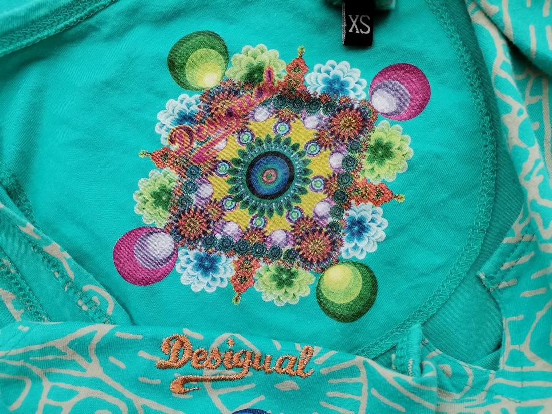 DESIGUAL Stl XS Färg Blå Split Crew Neck Sommar Klänning Ärmlös Knälängd