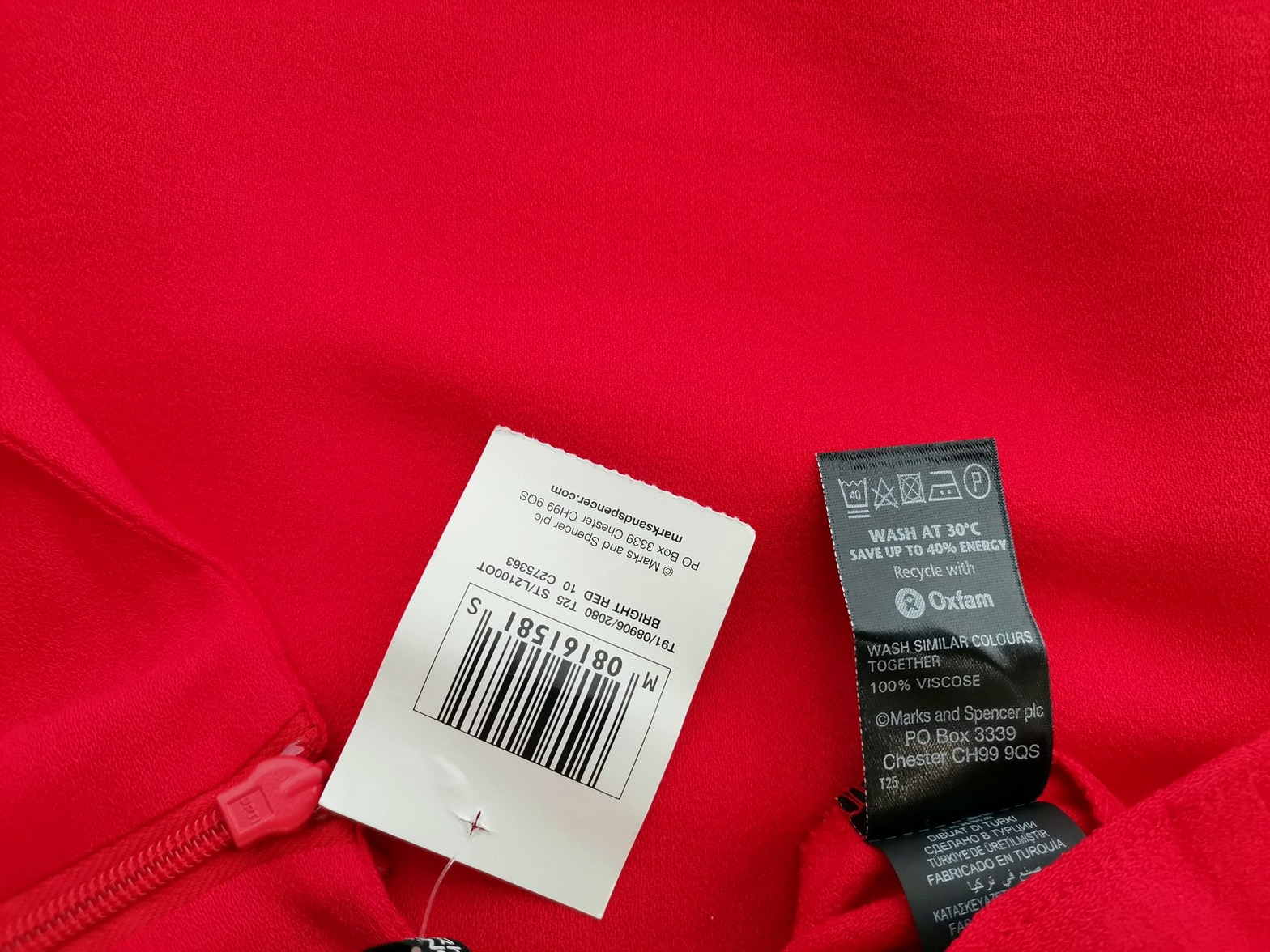 Marks&spencer Stl 10 (38) Färg Röd Rund hals Blus Kortärmad Material Viskos 100%