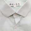 Reiss Stl L Färg Mintgrön Ränder Krage Herr skjorta, casual Långärmad Material Bomull 100%