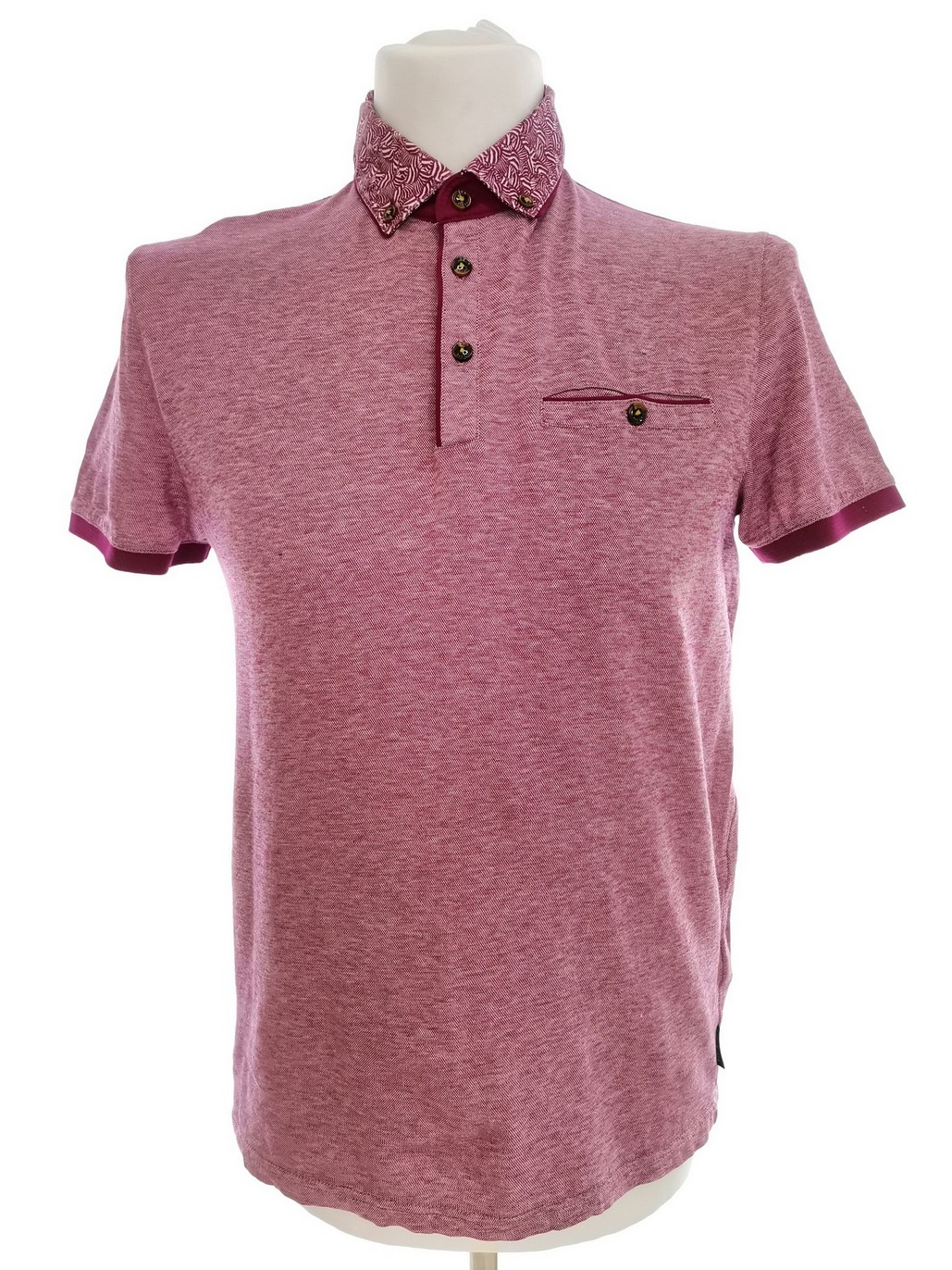 Ted Baker Stl 3 (L) Färg Purpur Krage Herr Polo Kortärmad Material Bomull 100%