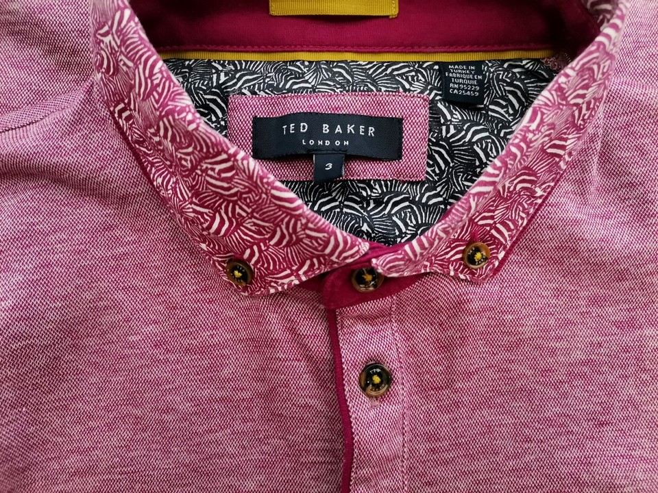 Ted Baker Stl 3 (L) Färg Purpur Krage Herr Polo Kortärmad Material Bomull 100%