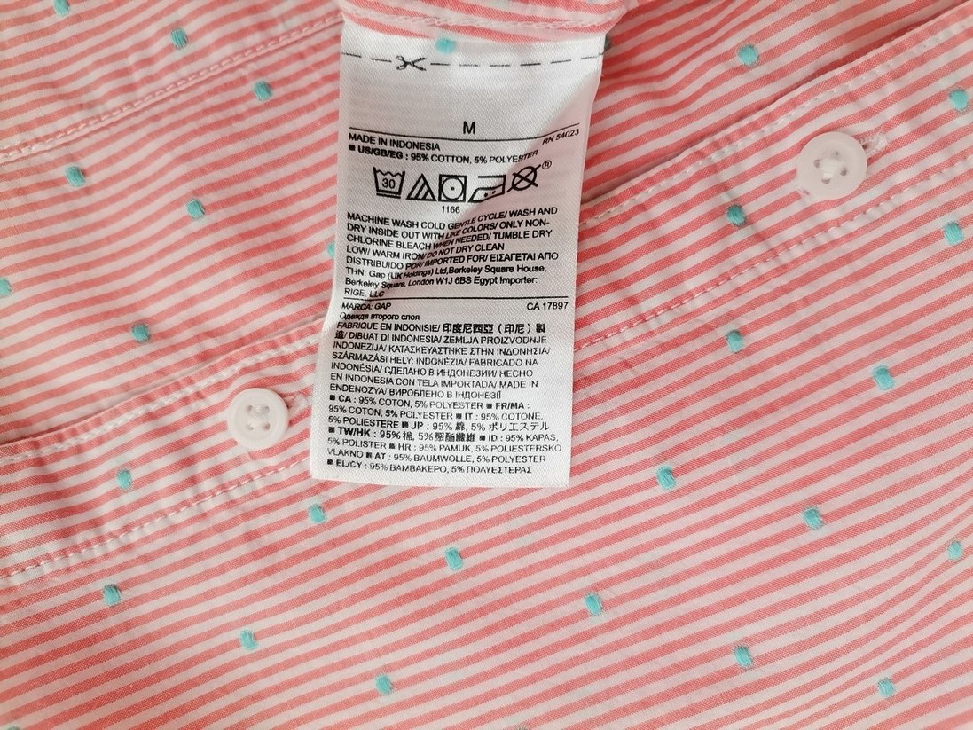 Gap Stl M Färg Rosa Ränder Krage Knäppt Skjort Blus Långärmad Material Bomull