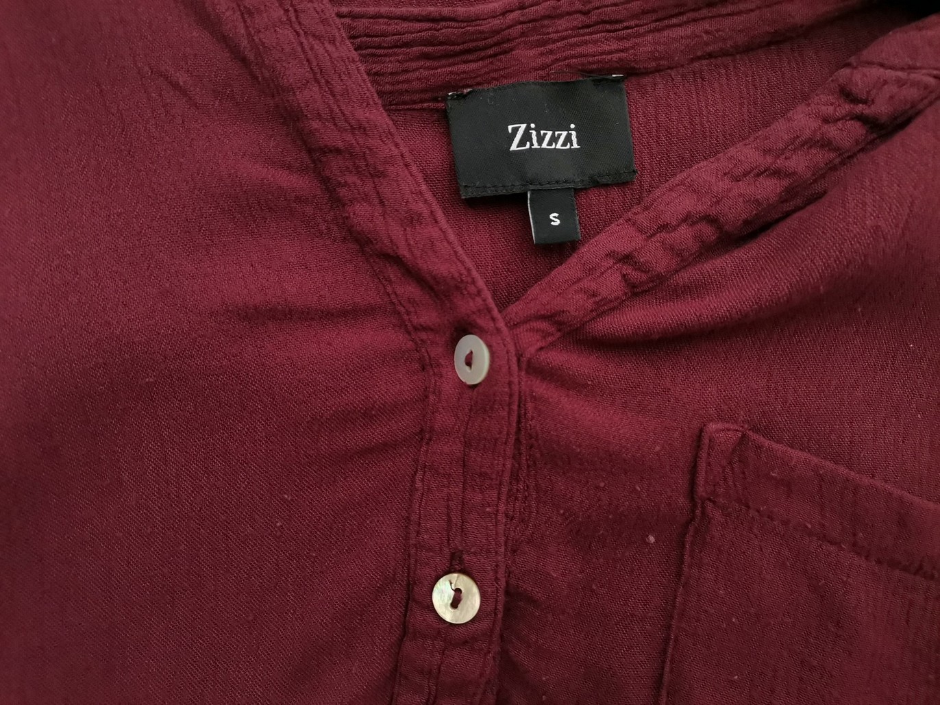 Zizzi Stl S Färg Purpur Split Crew Neck Popover Tunika Blus Långärmad Material Viskos 100%