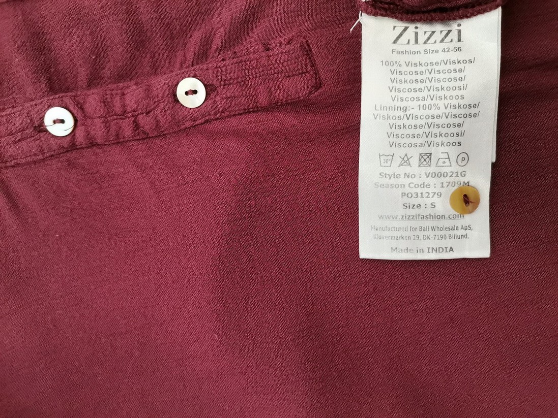 Zizzi Stl S Färg Purpur Split Crew Neck Popover Tunika Blus Långärmad Material Viskos 100%