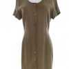 InWear Stl 36 Färg Khaki Rund urringning Stickad Klänning Kortärmad Knälängd Material Rayon