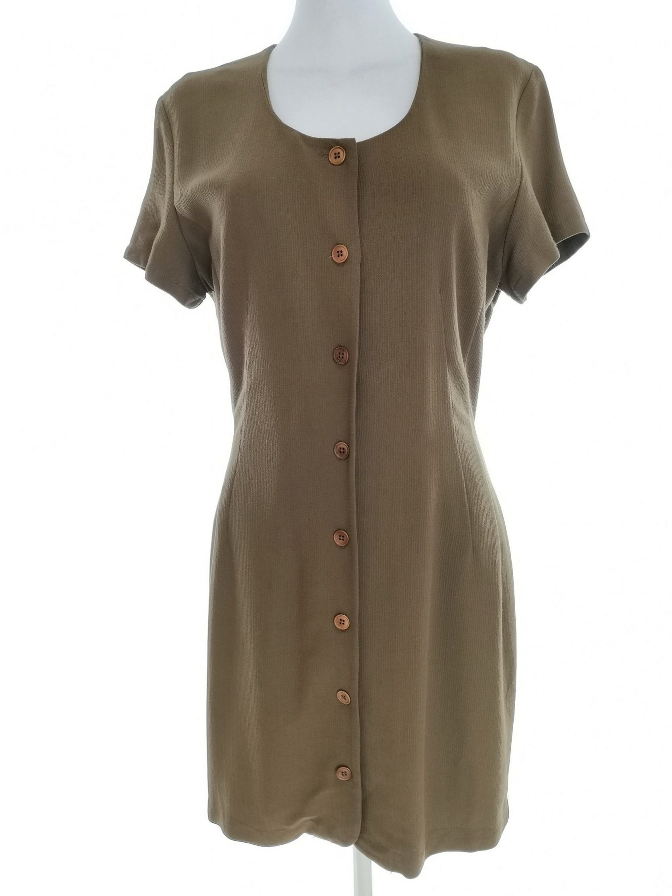 InWear Stl 36 Färg Khaki Rund urringning Stickad Klänning Kortärmad Knälängd Material Rayon