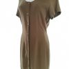 InWear Stl 36 Färg Khaki Rund urringning Stickad Klänning Kortärmad Knälängd Material Rayon