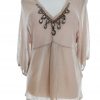 PERUZZI ITALY Stl 40 Färg Beige V-ringning Blus ärm 3/4 Material Viskos