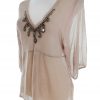 PERUZZI ITALY Stl 40 Färg Beige V-ringning Blus ärm 3/4 Material Viskos