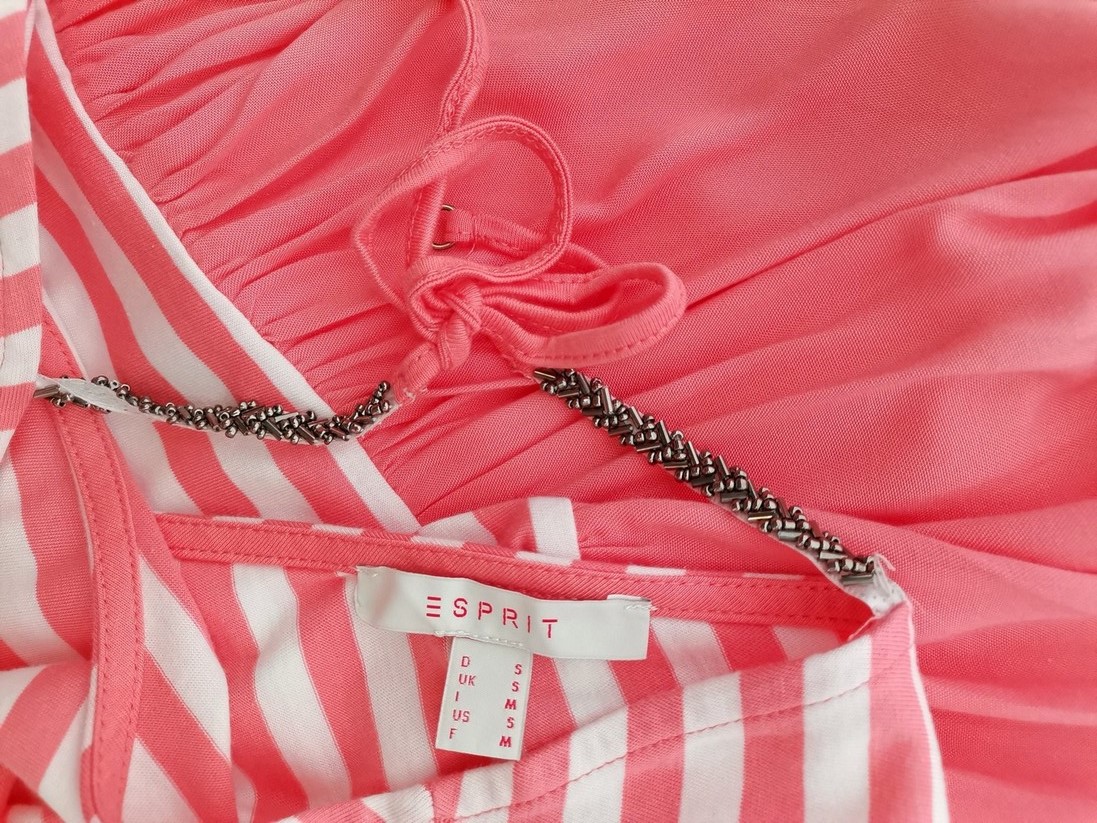 Esprit Stl S Färg Rosa Ränder Rund urringning Sommar Klänning Ärmlös Midi Material Modal