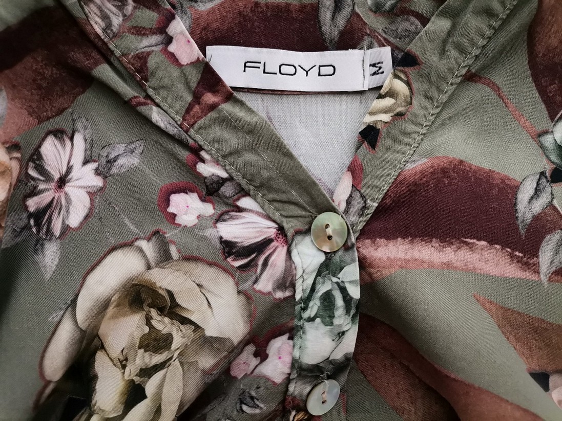 FLOYD Stl M Färg Grön Krage Popover Blus Knappar ärm 3/4 Material Viskos 100%