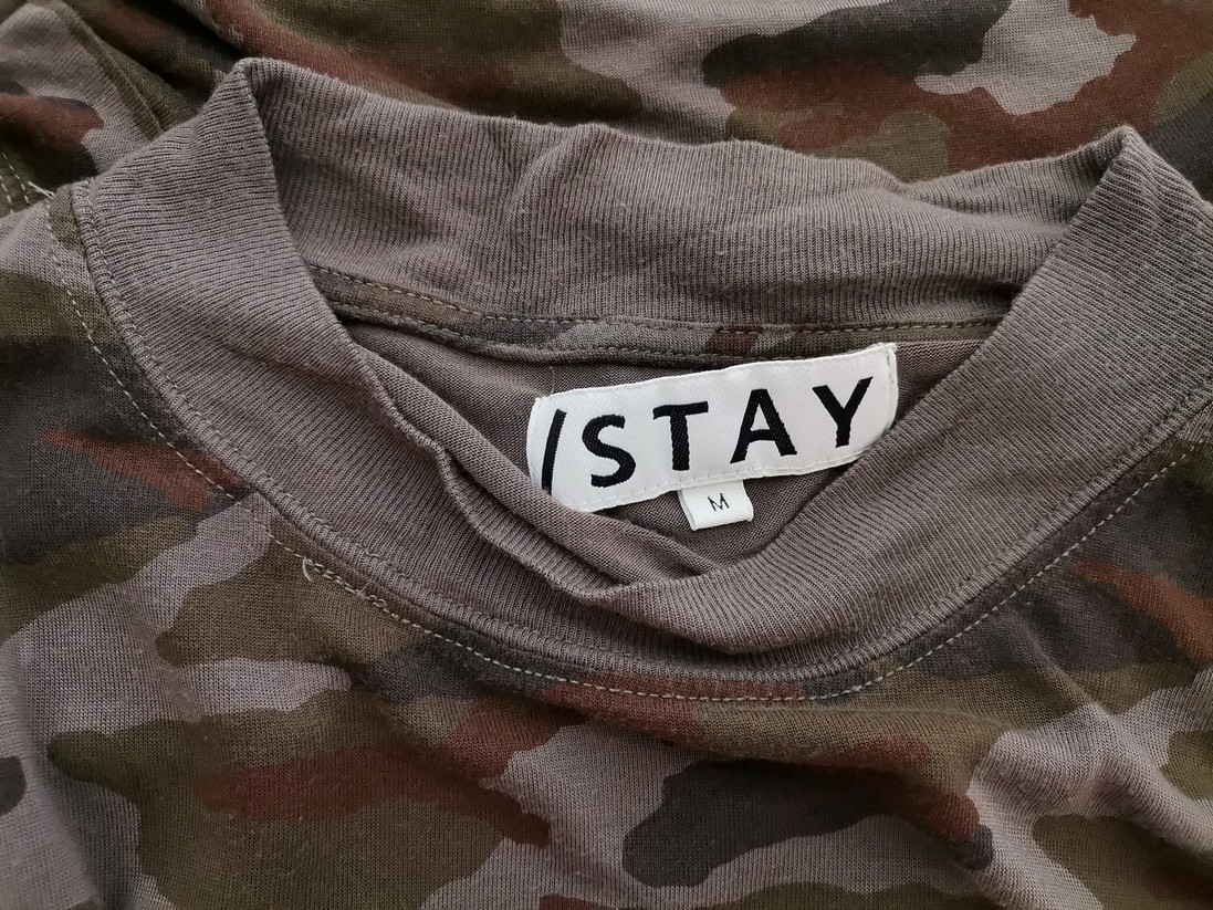 STAY Stl M Färg Khaki Kamouflage Rund hals Blus Kortärmad Material Modal 100%