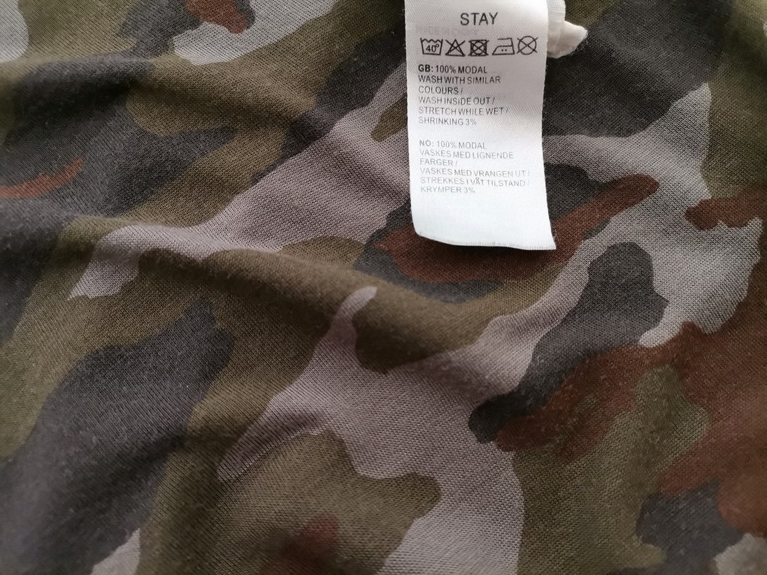 STAY Stl M Färg Khaki Kamouflage Rund hals Blus Kortärmad Material Modal 100%