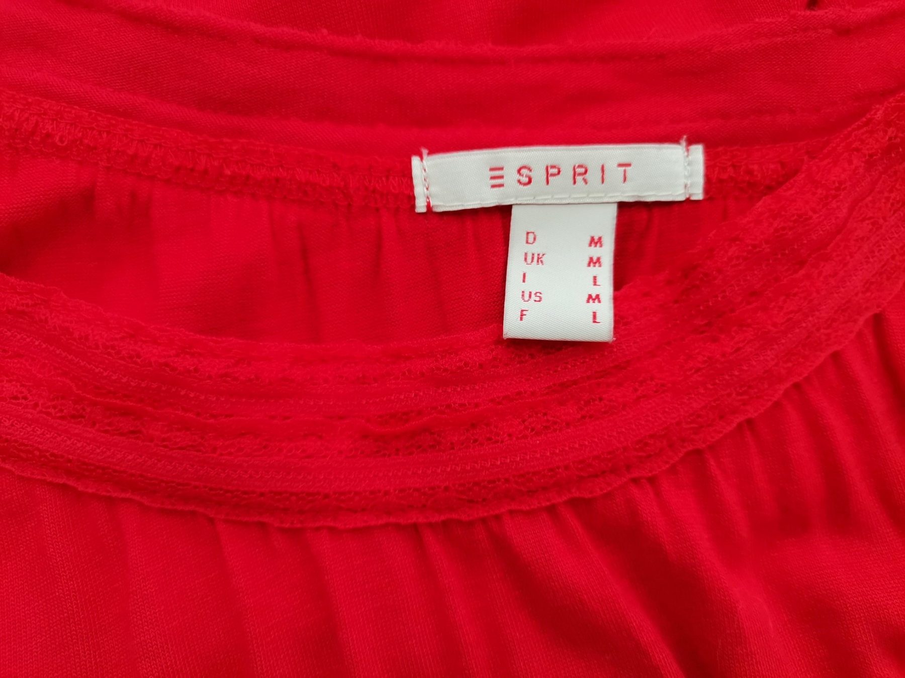 Esprit Stl M Färg Röd Rund urringning Blus Långärmad Material Viskos 100%