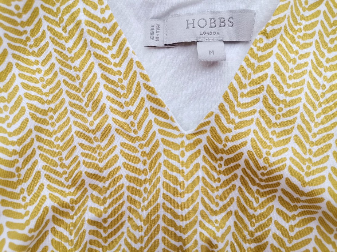 Hobbs London Stl M Färg Gul Fiskbensmönster V-ringning Blus ärm 3/4 Material Viskos