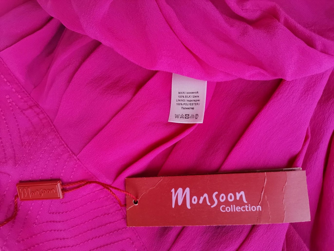 Monsoon Stl 12 (40) Färg Fuchsia A-linjekjol Knälängd Material Siden 100%