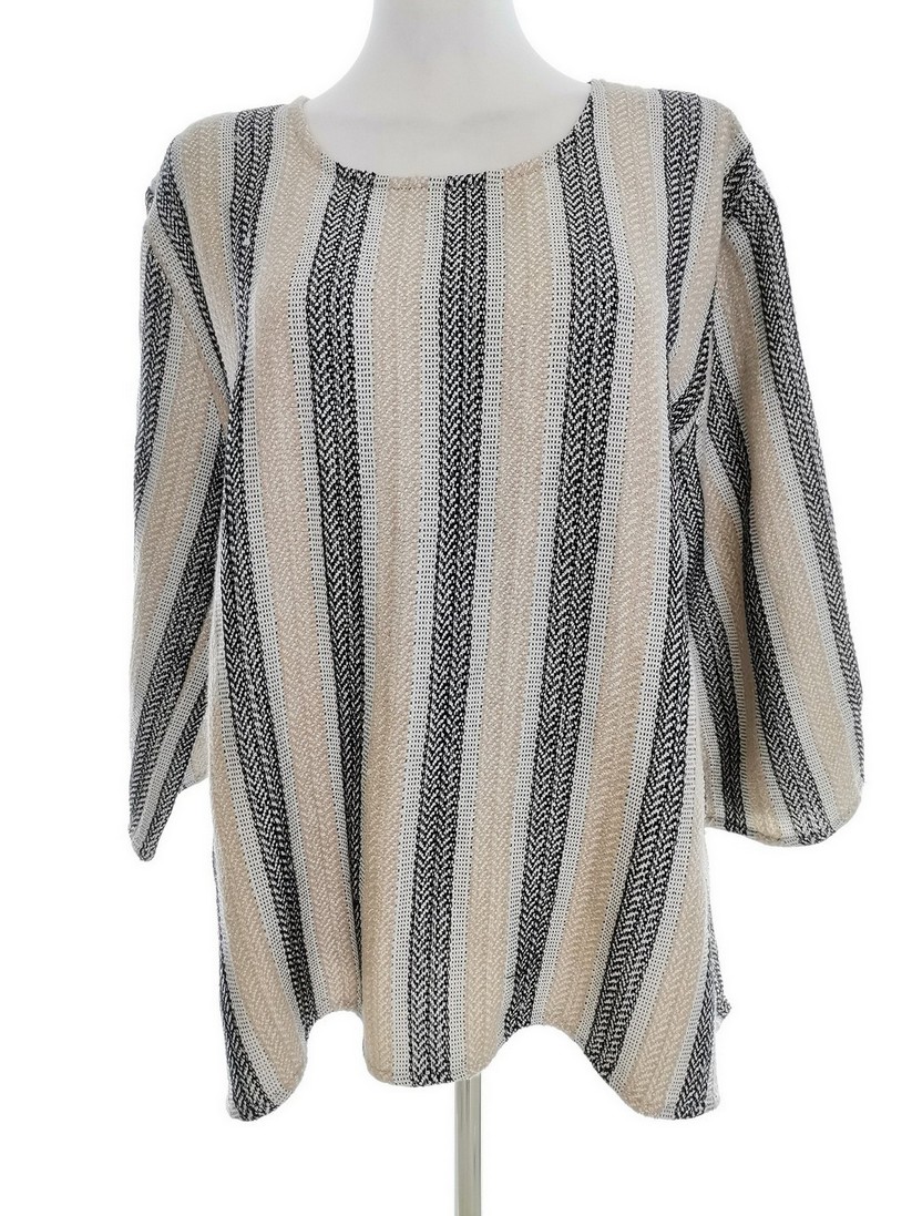 Masai Stl L Färg Beige Ränder Rund urringning Blus ärm 3/4 Material Bomull