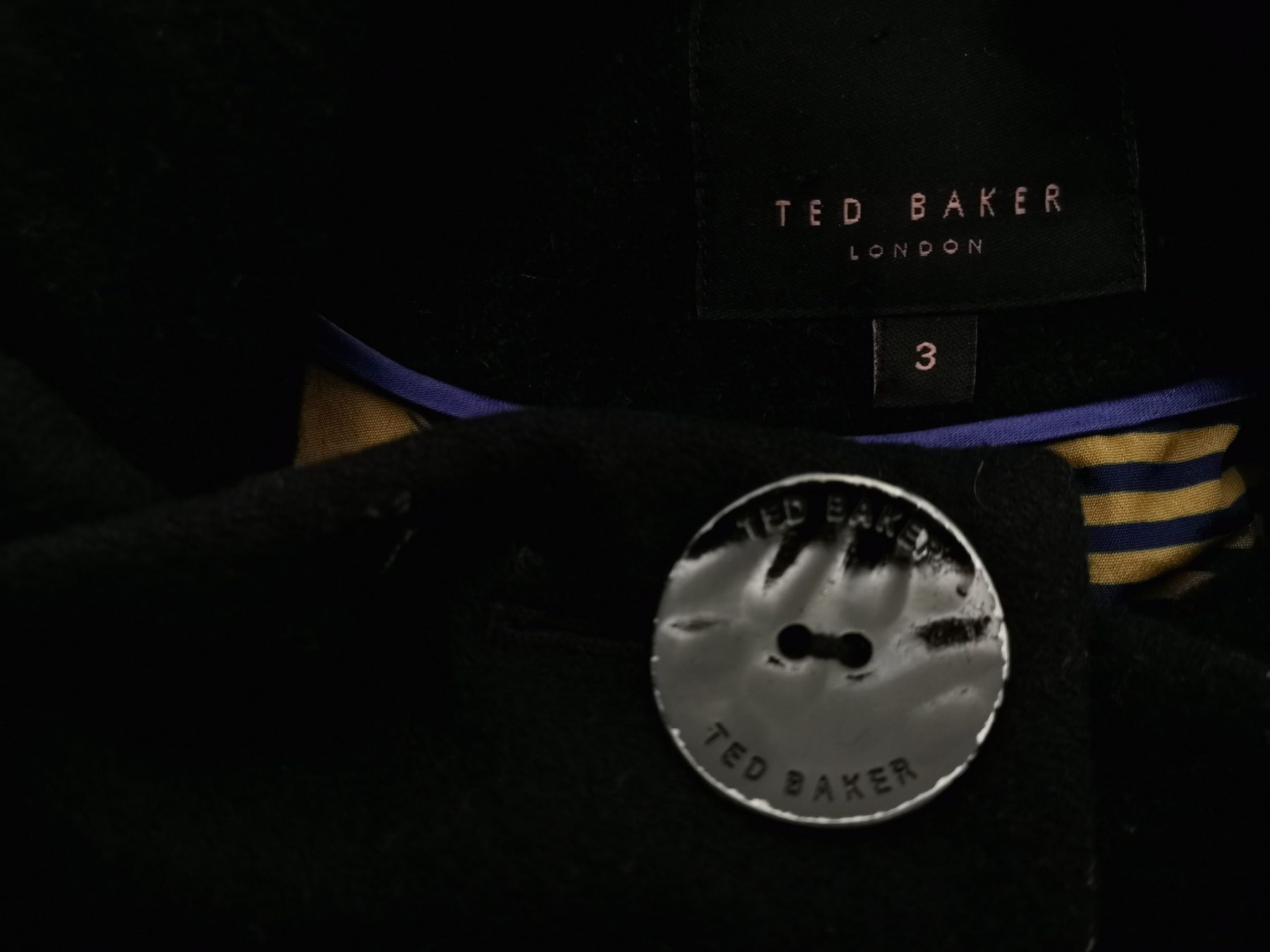 Ted Baker Stl 3 (38) Färg Svart Kappa Långärmad Material Ull