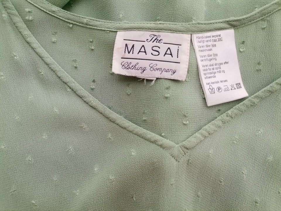 The Masai Stl 42/44 Färg Grön V-ringning Blus Kortärmad Material Viskos 100%