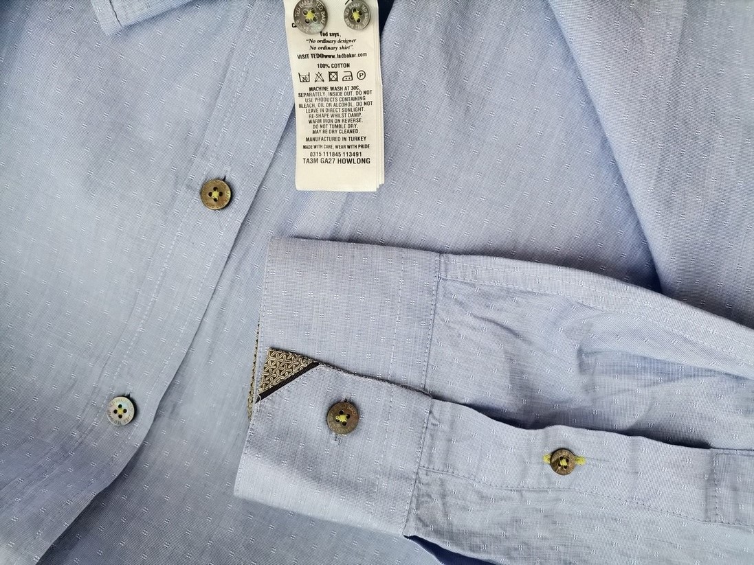 Ted Baker Stl 5 (XL) Färg Blå Krage Herr skjorta, casual Långärmad Material Bomull 100%