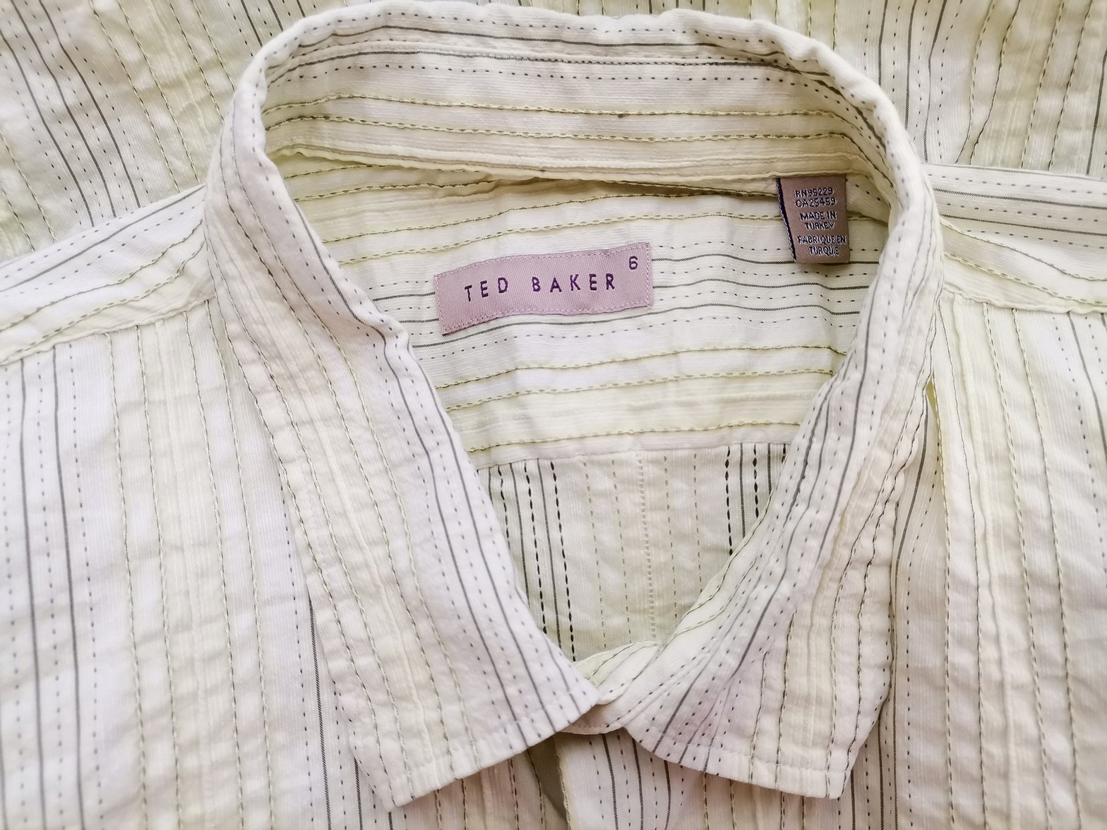 Ted Baker Stl 6 (XXL) Färg Cyan Ränder Krage Herr skjorta, casual Kortärmad Material Bomull